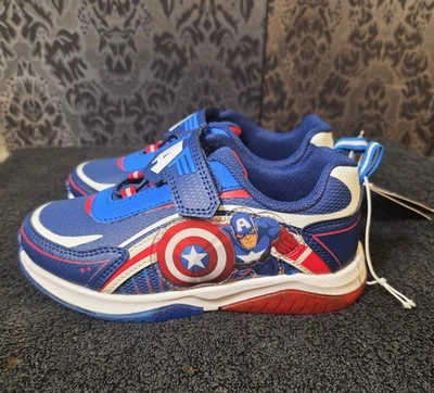 Marvel-Niños Rojo/Blanco/Azul Capitán América Hook-n-loop Zapatillas Foto 1 de 4