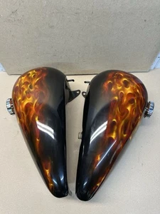 Harley-Davidson Real Flame Panhead Shovelhead 5 Gallon Split Tanks FL FLH - Picture 1 of 12