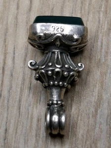 Llavero antiguo vintage de piedras preciosas de plata de ley - Imagen 1 de 6