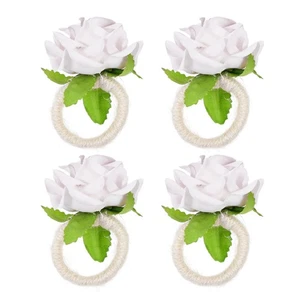 4 Pcs Rose Serviettenringe Fräulein Künstlicher Rosen-Serviettenhalter - Bild 1 von 12