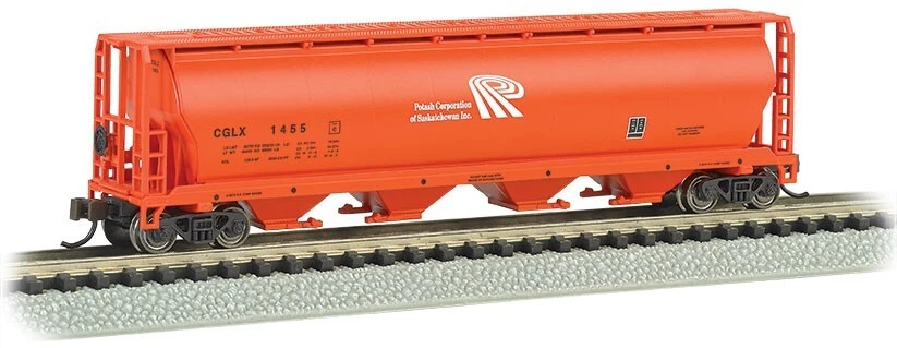 Bachmann N Scale ~ New 2025 ~ POTASH ~ 4 Bay Cylindrical Grain Hopper ~ 19156 - Image 1 of 1