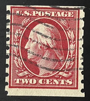 US Stamps; Scott #393 Genuine Coil: Washington Franklin Issue  2c Washington NG - Image 1 of 4