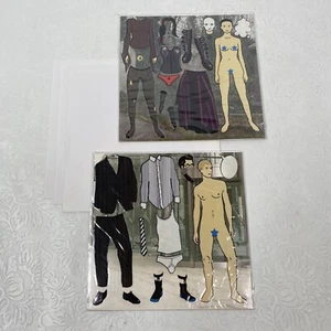 Lot 2 Novelty Square Greeting Cards Dress Up Characters Goth Girl & Man in Suit - Picture 1 of 6
