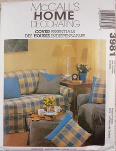 McCALLs 3981 Home Slipcovers Sofa Chair Ottoman Curtain Long Body Pillow UNCUT - Bild 1 von 6