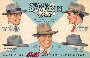 Louisville KY Pastel Swan-Abram Hat Co. Curt Teich Linen Postcard - Picture 1 of 2