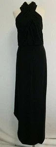 Halston Cross Neck Crepe Gown Black Size 0 To 12 NWT - Picture 1 of 11