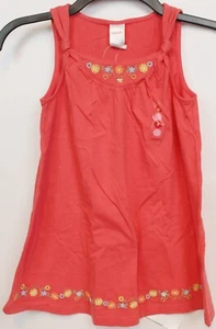 NEW 2007 Gymboree Island Getaway Cotton Tank Dress sz 8 Coral Pink Flower Gather - Picture 1 of 7