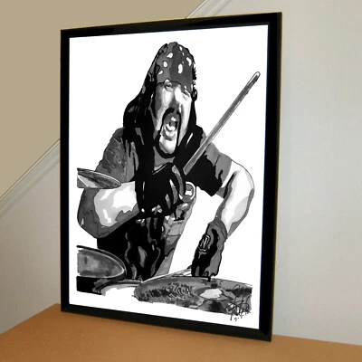 Vinnie Paul Pantera Drummer Heavy Metal Music Poster Print Wall Art BW 18x24 - Image 1 of 4