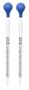 2Pk 3ml Glass Graduated Dropper Pipettes Lab Dropper with Red Rubber Cap & Scale - Picture 1 of 5