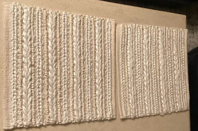 Pottery Barn Chunky Natural Wool Jute Rug Square 18” X 18” Beige Regan Lot Of 2 - Image 1 of 4