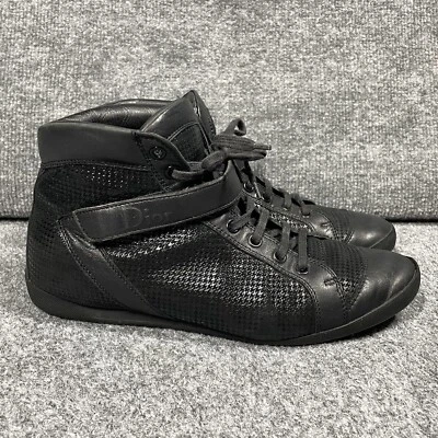 Christian Dior Leather Shoes Women Size 38 Black High Top Sneakers Lace Vtg - Image 1 of 4