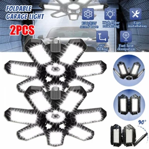 2 Pack Super Bright LED Garage Lights 6500K Deformable Ceiling Shop Work Lamps - Picture 1 of 17