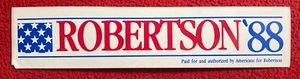 "Pegatina parachoques de campaña presidencial 1988 Pat Robertson 8-3/8"" x 1-7/8" - Imagen 1 de 4