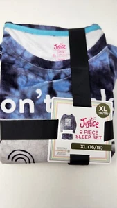 Justice Girls Cozy Fleece Long Sleeve Top Sleep Short Pajama Set blue XL 16/18 - Picture 1 of 3