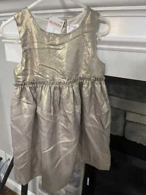 Niñas Gymboree Dorado Brillo Metálico Formal Vacaciones Vestido de Boda Nuevo con Etiquetas talla 4 Foto 1 de 4