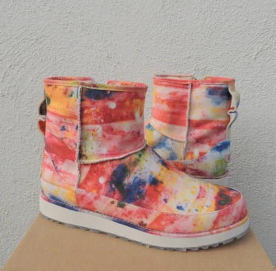 UGG x OVADIA TIE DYE CLASSIC MINI ZIP WOOL ANKLE BOOTS, MEN US 7/ WOMEN 8.5 ~NIB - Image 1 of 4