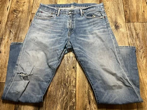 Polo Ralph Lauren Jeans Mens Tag 35/32 Actual 38/32 Trashed Distressed Ripped - Picture 1 of 4