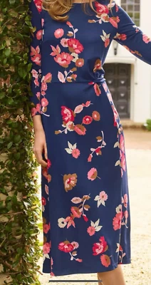 NWT Talbots Jersey Midi Dress Floral Blue 3/4 Sleeve Size 14 - Image 1 of 4