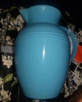 Le Creuset Turquoise Blue Pitcher Jug Carafe 2qt. Enamel Stoneware NWT - Image 1 of 4