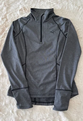 Puma Turtleneck Sweater Running Women 1/4 Zip Thumbhole Sleeves Grey Size XS Dry - Image 1 of 4