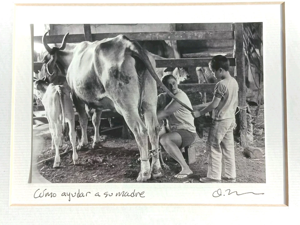 Arte fotográfico en blanco y negro enmarcado titulado firmado Orah Moore Vermont artista granja Foto 1 de 4