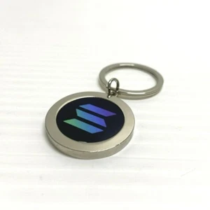 Solana Coin Polished Silver Keyring, Crypto Coin SOL Token Logo Key Chain Gift - Picture 1 of 2