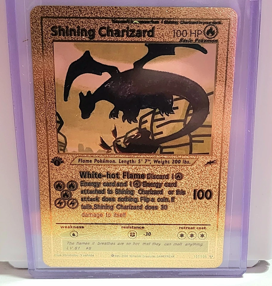 1st Edition Shining Charizard HP 100 Gold Foil Fan Art Card 107/105 Mint 10 - Image 1 of 1