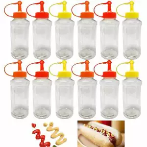 12 Pack Plastic Condiment Squeeze Bottles Twist Cap 10oz Sauce Ketchup Oil BBQ - Picture 1 of 1