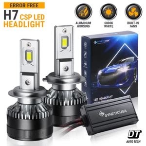 Syneticusa H7 CSP LED Headlight Kit Low Beam Light Bulbs 6000k White - Picture 1 of 11