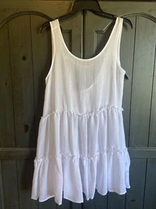 New Ladies Wave Zone White Ruffle Swim Suit Cover Up Dress Flowy Comfy 1X XL - Picture 1 of 11