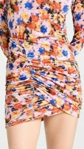 NEW Isabel Marant Velvet Guilayo Skirt Orange Floral Print Ruched Mini Skirt - Picture 1 of 4