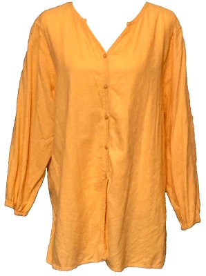 Женская блузка-туника White Stag Plus 18 Вт/20 Вт с длинным рукавом на пуговицах льняная смесь - Изображение 1 из 4