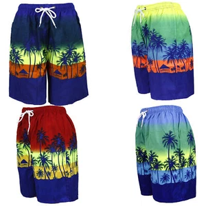 Men's Swim Shorts , Swimming Trunks Pockets, Beach Board Short Vacation, Sunset - Picture 1 of 6