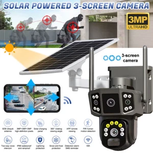 9MP Three Lens WiFi IP Solar Camera Outdoor CCTV Wireless Home Security PTZ Cam - Picture 1 of 17
