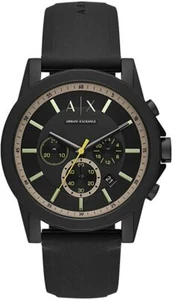 New Armani Exchange Outerbanks Black Dial Round Chronograph Band Watch - AX1343 - Picture 1 of 5