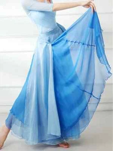 Gonna da ballo classica 720 gradi fluente 2 strati chiffon gonna lunga stile etnico - Foto 1 di 19