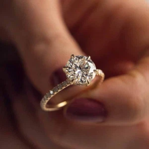 2.03TCW IGI Lab Grown/CVD Diamond Engagement Wedding Ring Solid 14K Yellow Gold - Picture 1 of 13