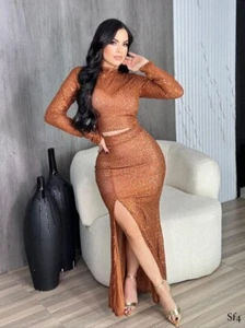 Skirt And Blouse One Size Fit brown Color For Elegant ( Party/Wedding ) - Picture 1 of 6