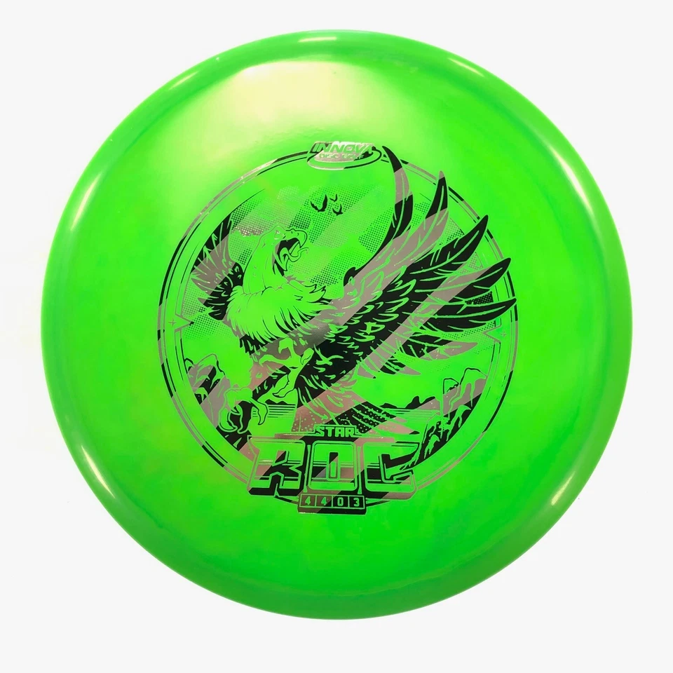 DISC GOLF INNOVA STAR ROC OVERSTABLE MID-RANGE APPROACH 180g GREEN STRIPE FOIL - Image 1 of 1