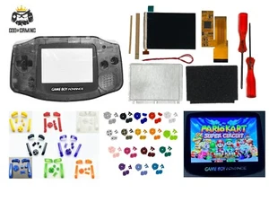 Nintendo Game Boy Advance GBA V2 IPS LCD Kit Housing Shell CLEAR BLACK PRE-CUT - Picture 1 of 6