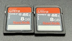 Lot Of 2 SanDisk Ultra 8GB SD SDHC Camera Memory Cards - Tested - Tracked Post - Picture 1 of 2