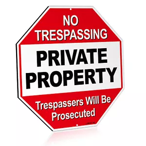 "Señal de advertencia de seguridad sin intrusión de propiedad privada Anley 12"" x12" - Imagen 1 de 7