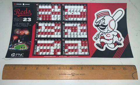 2023 BASEBALL Cincinnati Reds magnetic schedule 3/30 SGA Mr. Red Legs large logo Cover