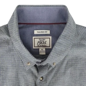 Jos A Bank Sportshirt Mens XL 1905 Long Sleeve Cotton Checks Tailored Fit Casual - Picture 1 of 9