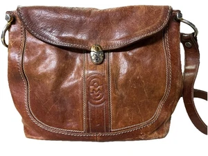 Authentic MARINO ORLANDI Brown Italian Leather Double handle Purse Shoulder Bag - Picture 1 of 24