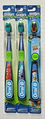 3X Oral-B Soft Toothbrush - Disney Cars McQueen & Carrera + Toy Story Woody - Image 1 of 4