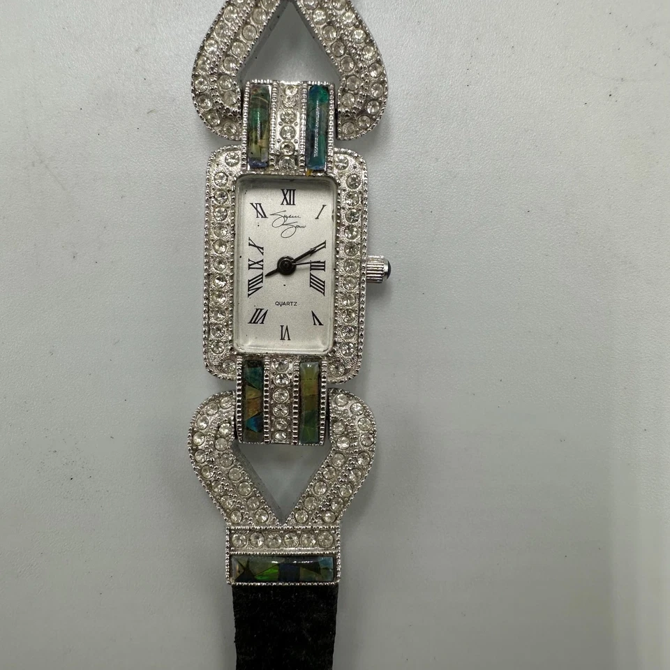 Reloj Suzanne Somers Mujer Tono Plateado Bisel Cristal Estilo Art Deco Batería Nueva Foto 1 de 1