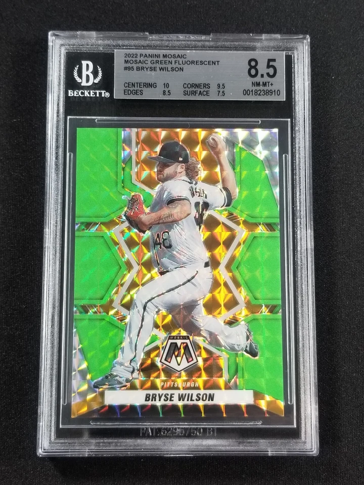 2022 Panini Mosaic #95 Bryse Wilson Green Fluorescent Mosaic BGS 8.5 - Image 1 of 2