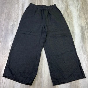 It Is Well L.A Hose Damen Medium Schwarz Weites Bein Cropped Leinen Freizeit 28x24 - Bild 1 von 10