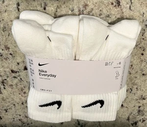 Nike 6pack Crew Socks MEDIUM  Women 6-10, Men 6-8, Yth 5Y-7Y. NEW - Picture 1 of 2